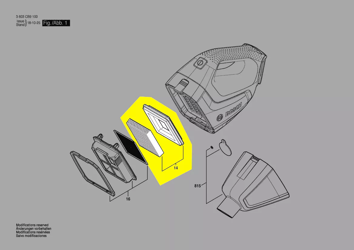 Filtre à plis pour aspirateur sans-fil réf. 2 609 256 F44